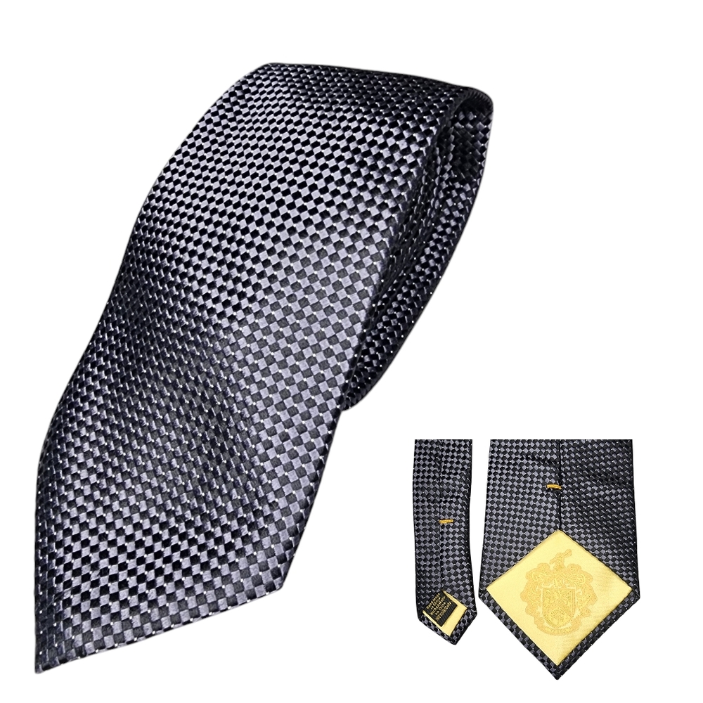 Donald.‎ J. Trump Mens Black & Grey 100% Silk Diamond Textured Neck Tie